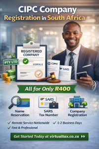 CIPC company registration service in South Africa for R400 with name reservation and SARS tax number